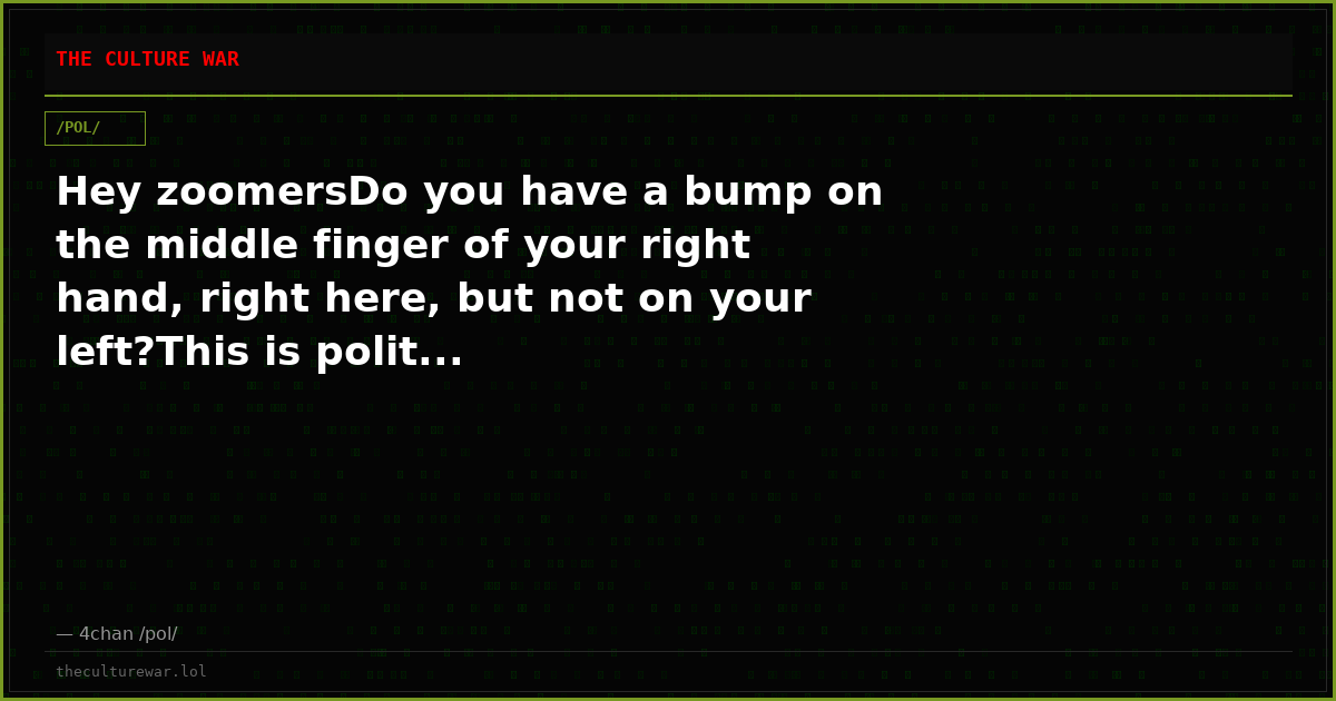 Hey zoomersDo you have a bump on the middle finger of your right hand, right here, but not on your left?This is polit...