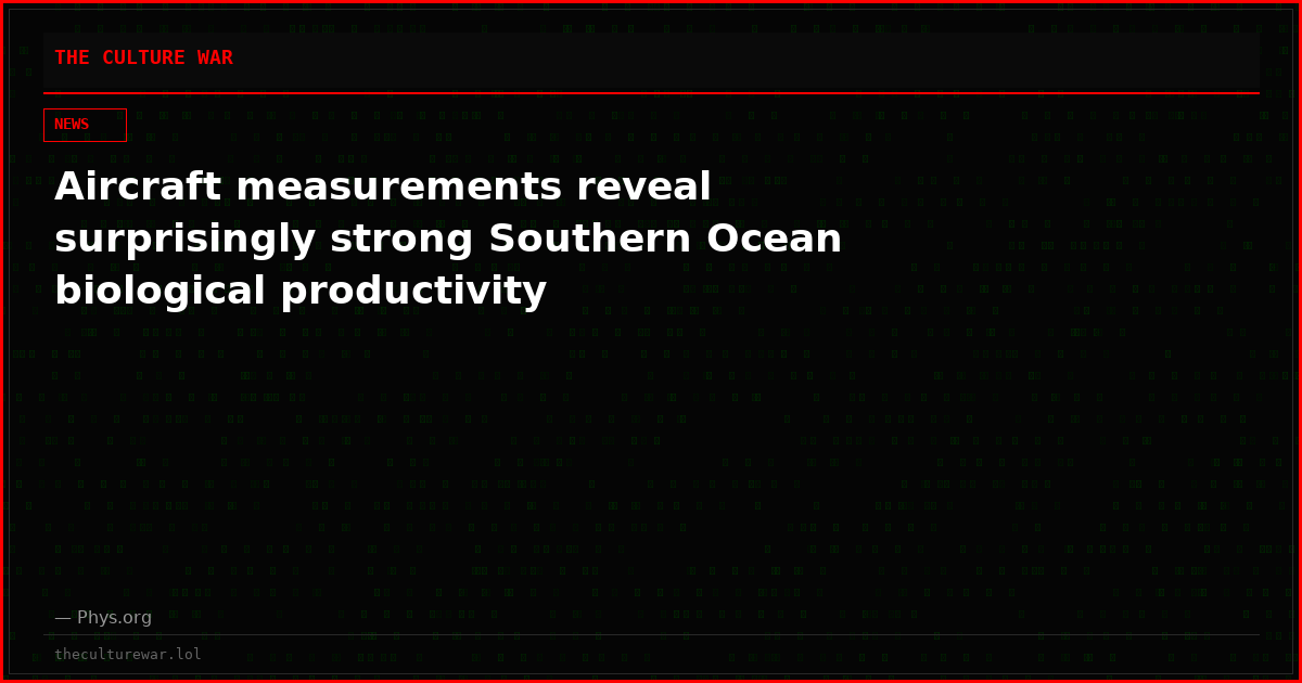 Aircraft measurements reveal surprisingly strong Southern Ocean biological productivity