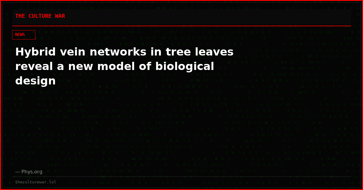 Hybrid vein networks in tree leaves reveal a new model of biological design