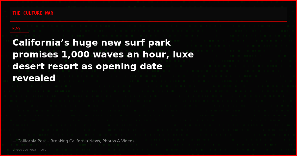 California’s huge new surf park promises 1,000 waves an hour, luxe desert resort as opening date revealed