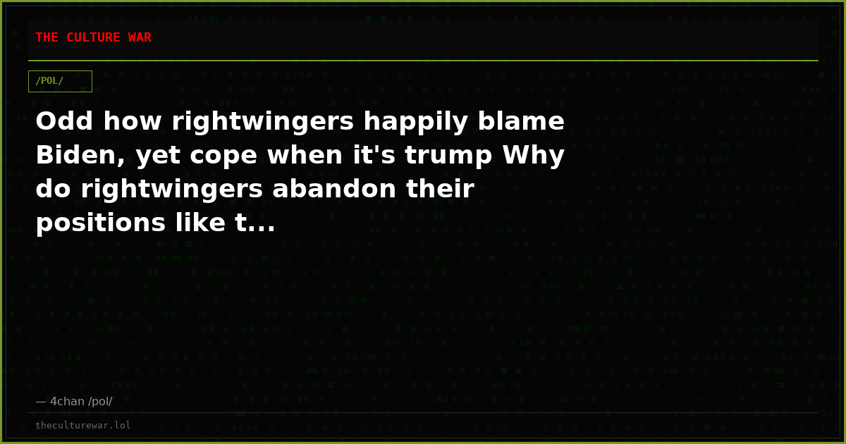 Odd how rightwingers happily blame Biden, yet cope when it's trump Why do rightwingers abandon their positions like t...