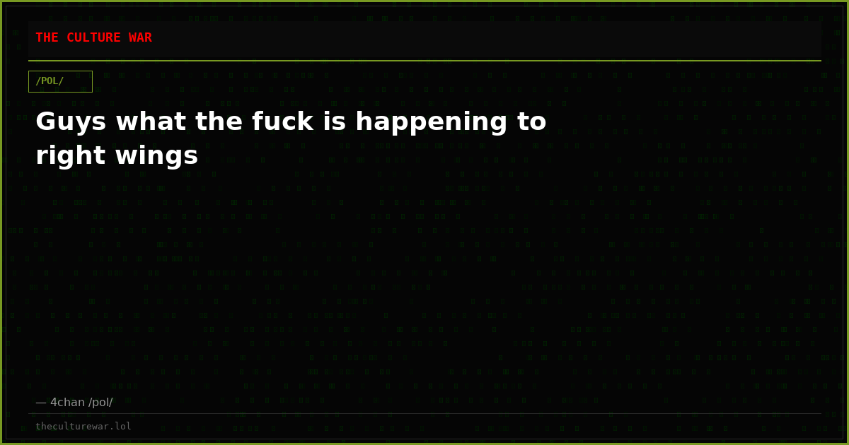 Guys what the fuck is happening to right wings