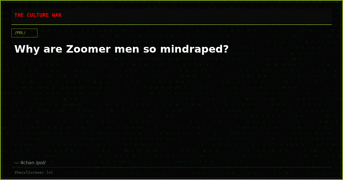 Why are Zoomer men so mindraped?