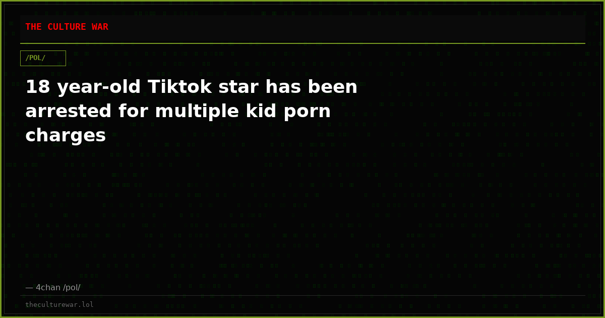 18 year-old Tiktok star has been arrested for multiple kid porn charges