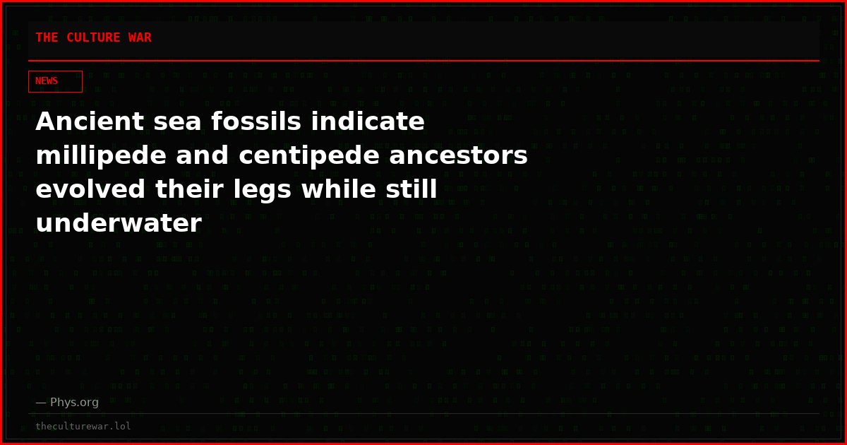 Ancient sea fossils indicate millipede and centipede ancestors evolved their legs while still underwater