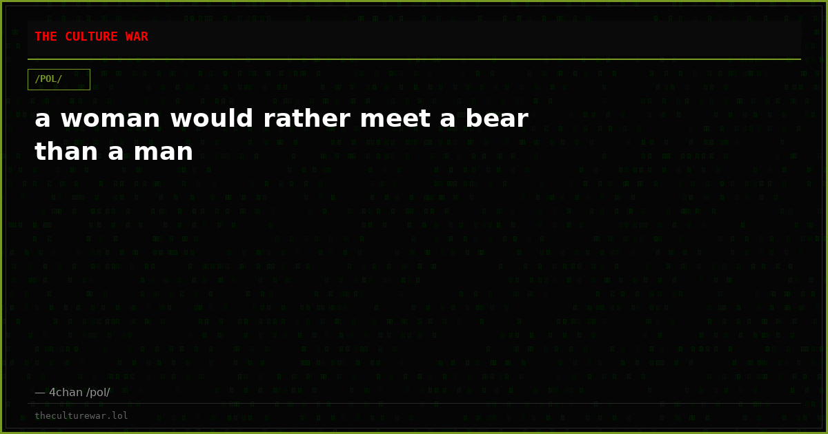 a woman would rather meet a bear than a man
