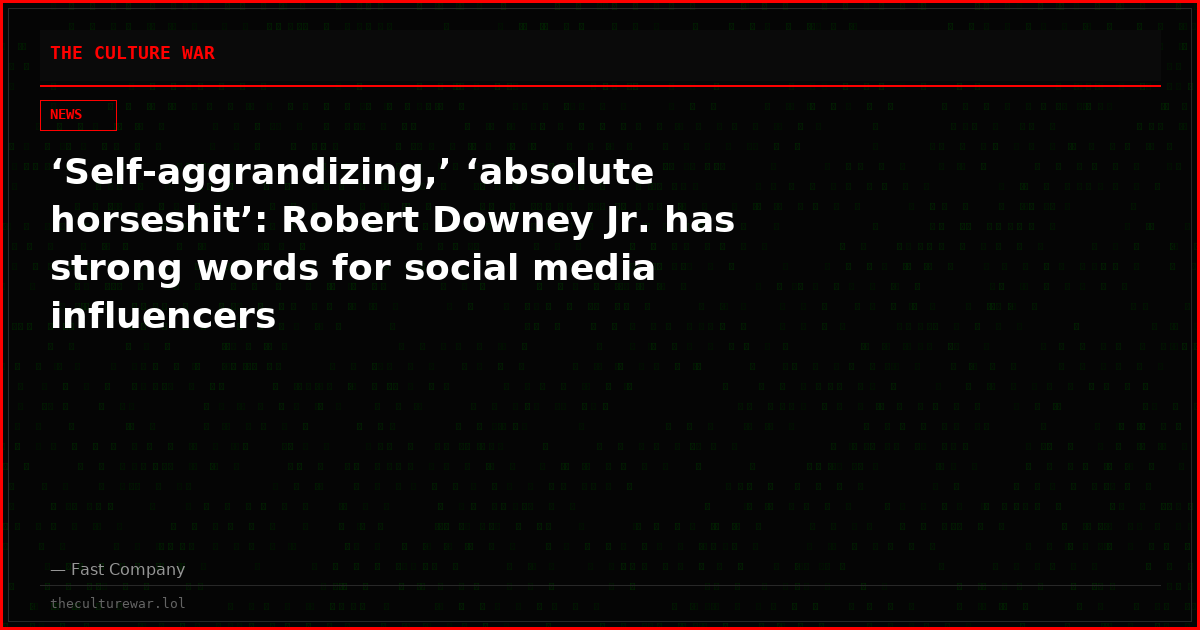 ‘Self-aggrandizing,’ ‘absolute horseshit’: Robert Downey Jr. has strong words for social media influencers