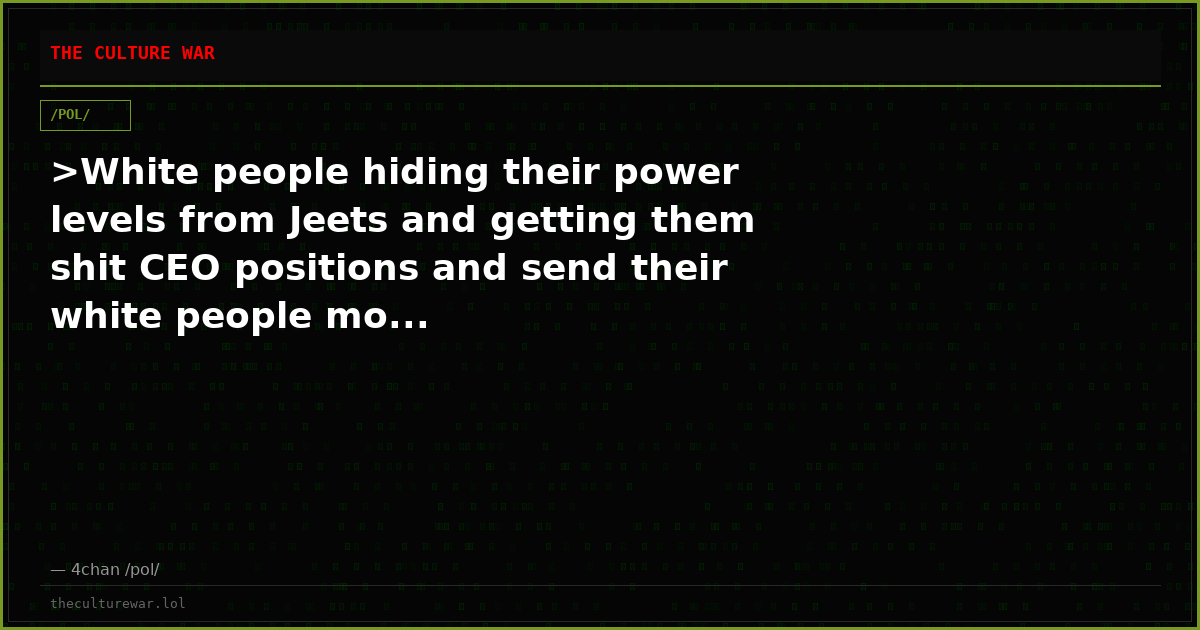 >White people hiding their power levels from Jeets and getting them shit CEO positions and send their white people mo...