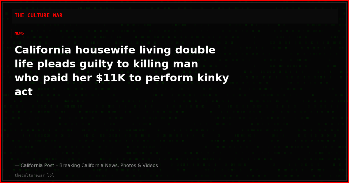 California housewife living double life pleads guilty to killing man who paid her $11K to perform kinky act