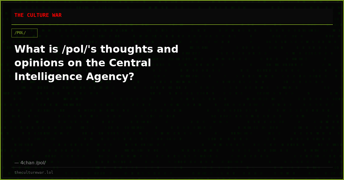 What is /pol/'s thoughts and opinions on the Central Intelligence Agency?