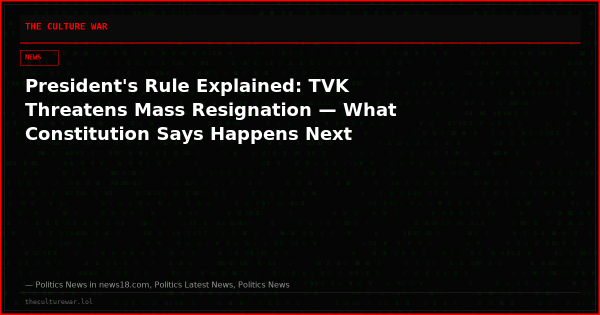 President's Rule Explained: TVK Threatens Mass Resignation — What Constitution Says Happens Next