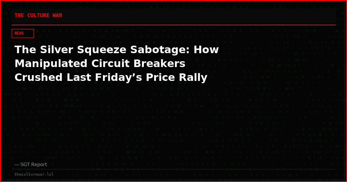 The Silver Squeeze Sabotage: How Manipulated Circuit Breakers Crushed Last Friday’s Price Rally