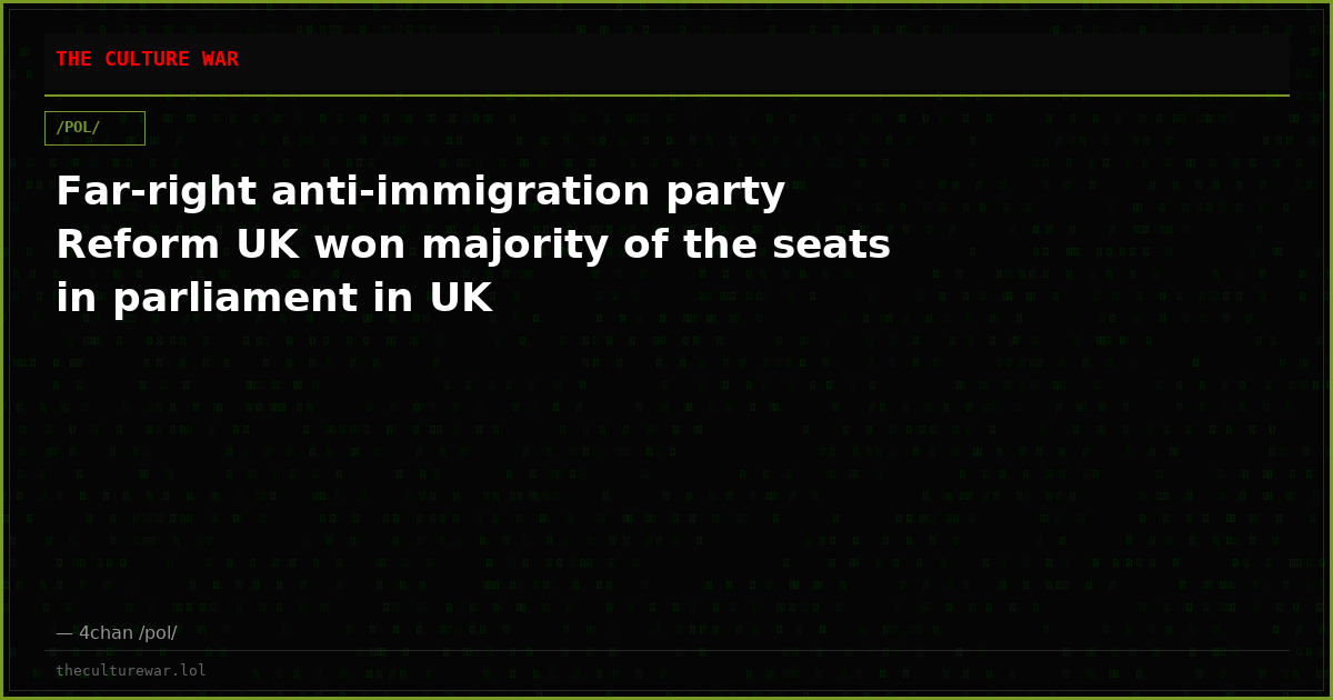 Far-right anti-immigration party Reform UK won majority of the seats in parliament in UK
