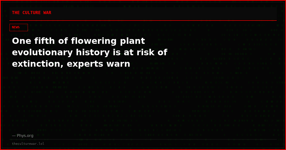 One fifth of flowering plant evolutionary history is at risk of extinction, experts warn