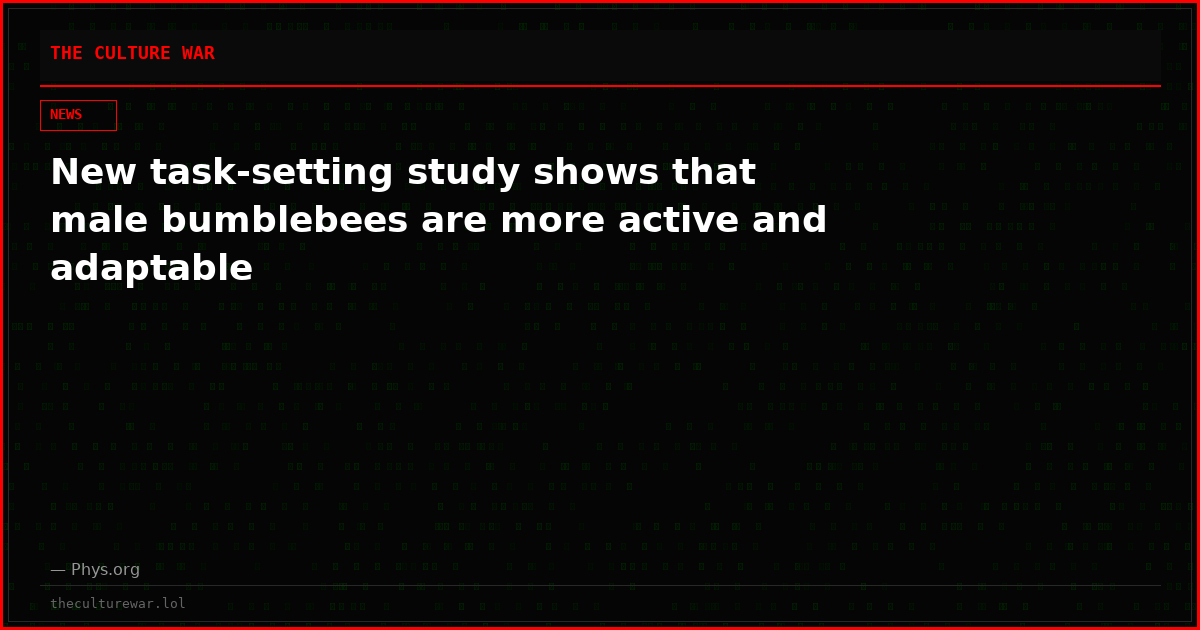 New task-setting study shows that male bumblebees are more active and adaptable