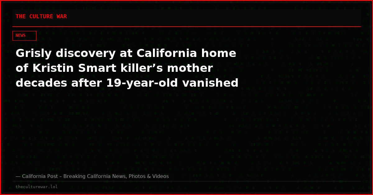 Grisly discovery at California home of Kristin Smart killer’s mother decades after 19-year-old vanished
