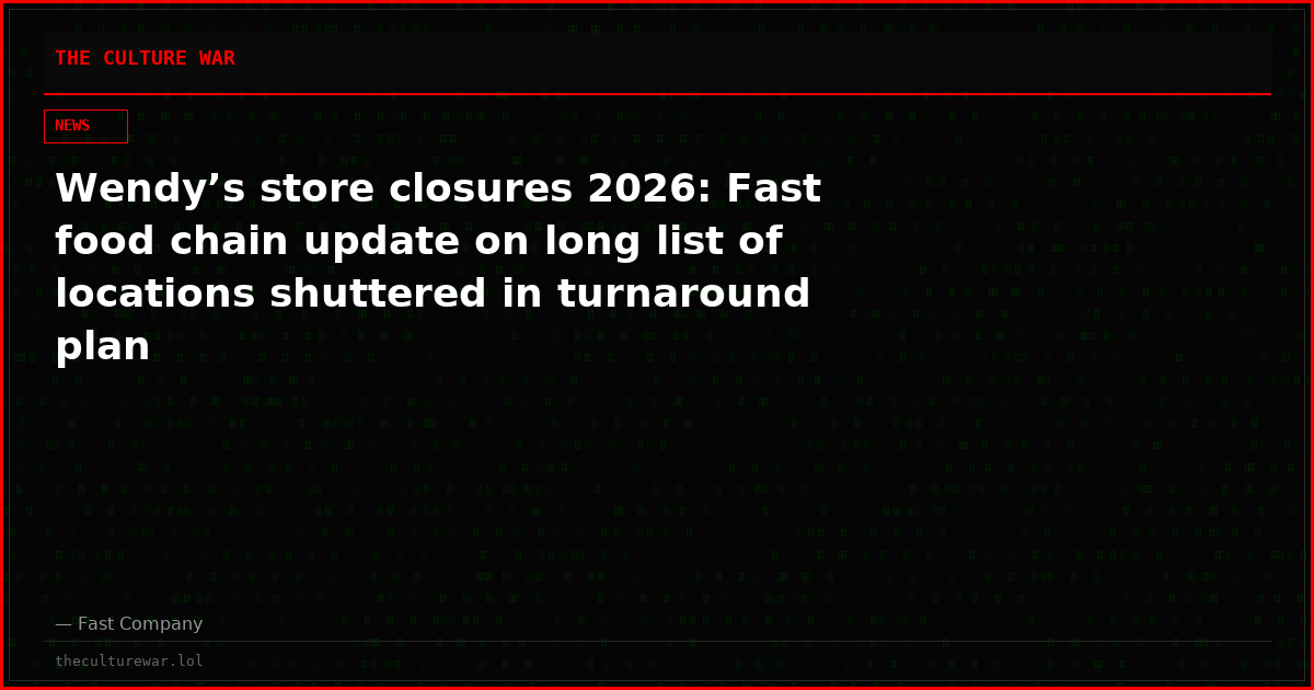 Wendy’s store closures 2026: Fast food chain update on long list of locations shuttered in turnaround plan