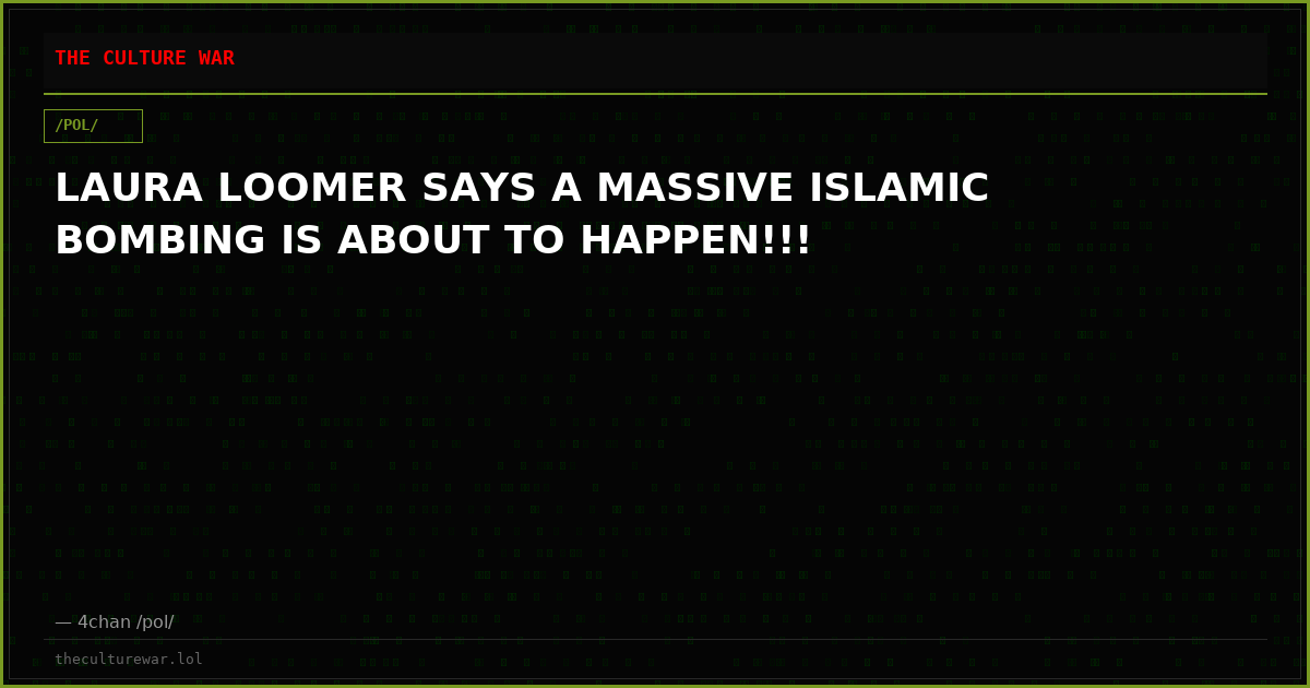 LAURA LOOMER SAYS A MASSIVE ISLAMIC BOMBING IS ABOUT TO HAPPEN!!!