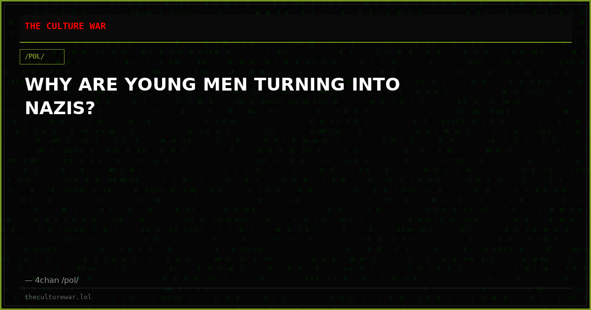 WHY ARE YOUNG MEN TURNING INTO NAZIS?