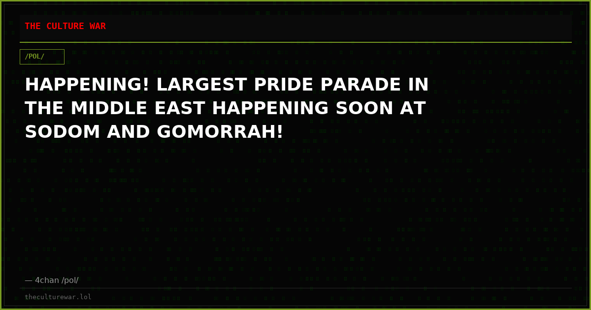 HAPPENING! LARGEST PRIDE PARADE IN THE MIDDLE EAST HAPPENING SOON AT SODOM AND GOMORRAH!