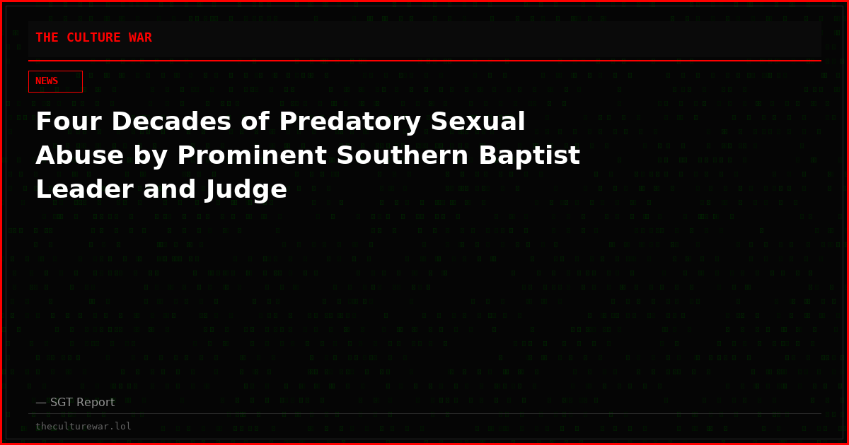 Four Decades of Predatory Sexual Abuse by Prominent Southern Baptist Leader and Judge