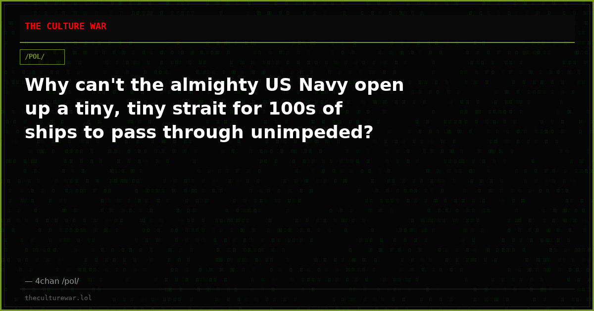 Why can't the almighty US Navy open up a tiny, tiny strait for 100s of ships to pass through unimpeded?