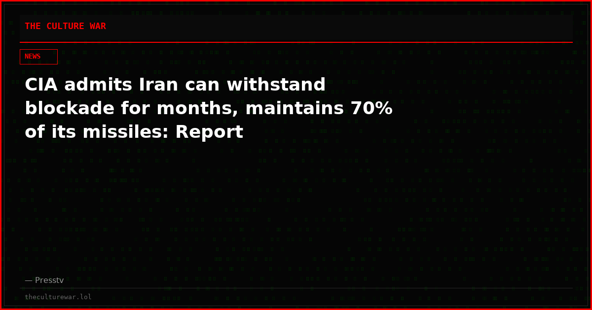 CIA admits Iran can withstand blockade for months, maintains 70% of its missiles: Report