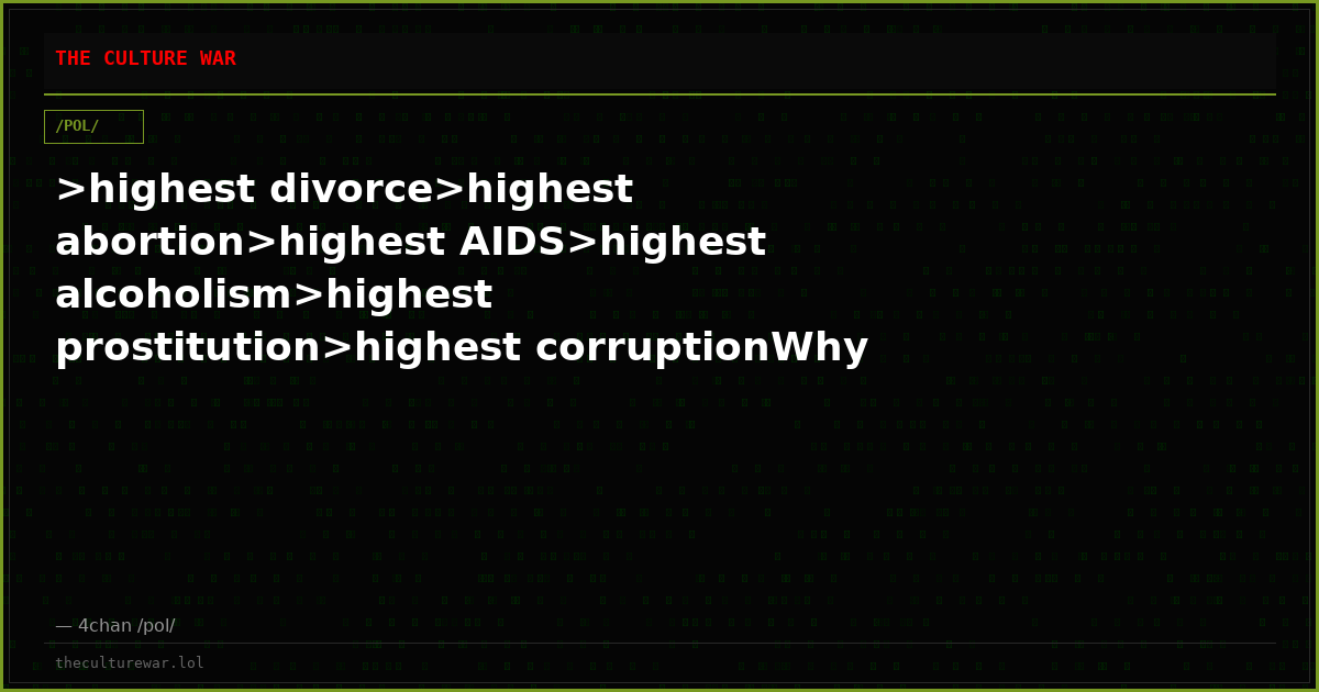 >highest divorce>highest abortion>highest AIDS>highest alcoholism>highest prostitution>highest corruptionWhy is Russi...