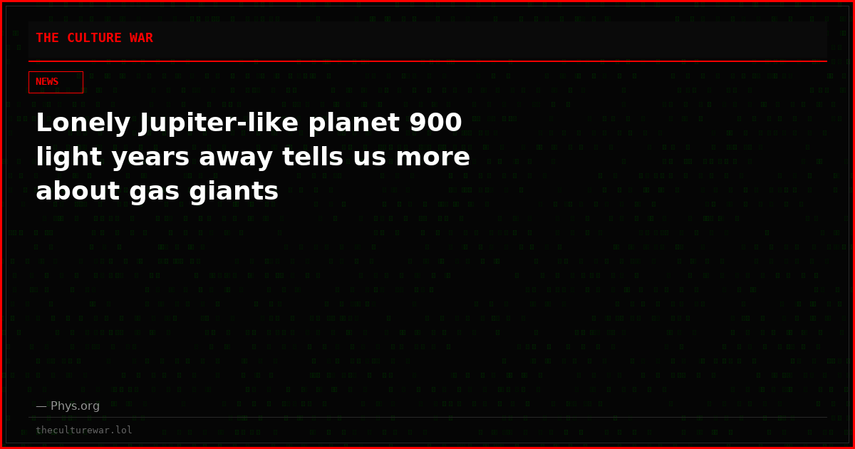 Lonely Jupiter-like planet 900 light years away tells us more about gas giants