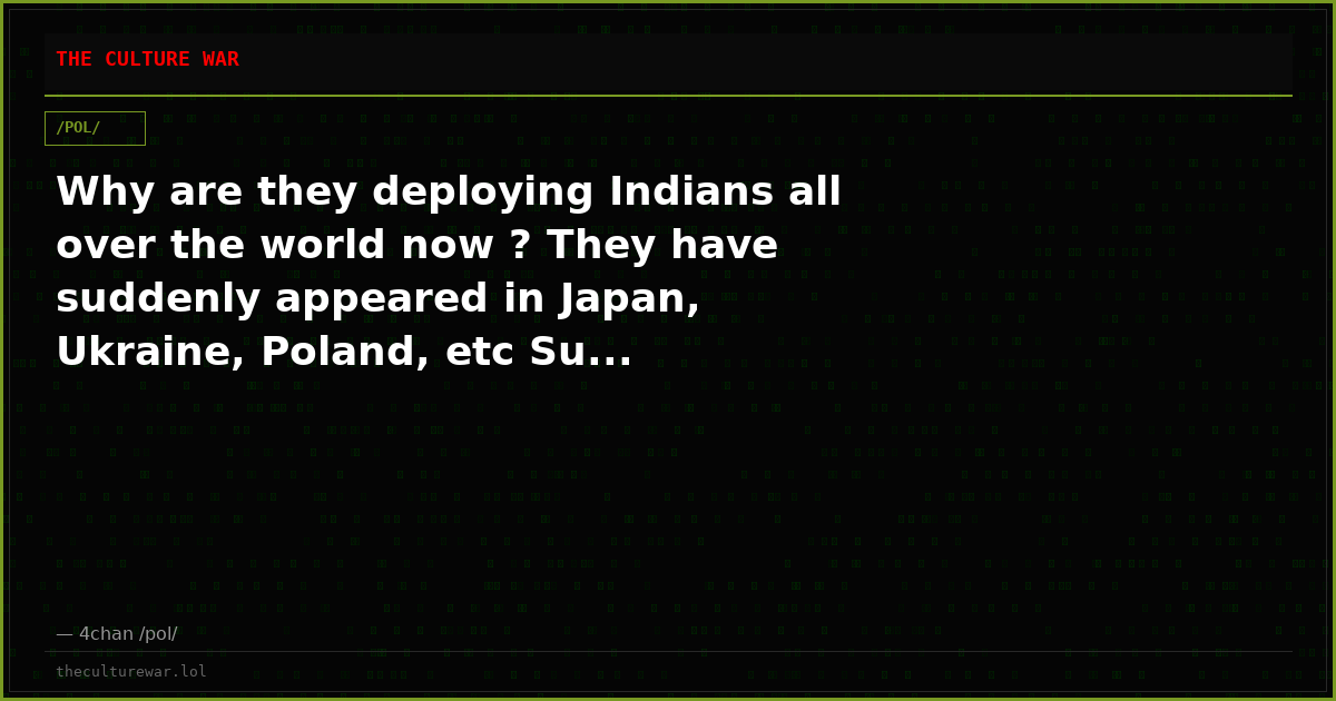 Why are they deploying Indians all over the world now ? They have suddenly appeared in Japan, Ukraine, Poland, etc Su...