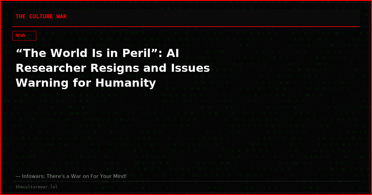 “The World Is in Peril”: AI Researcher Resigns and Issues Warning for Humanity