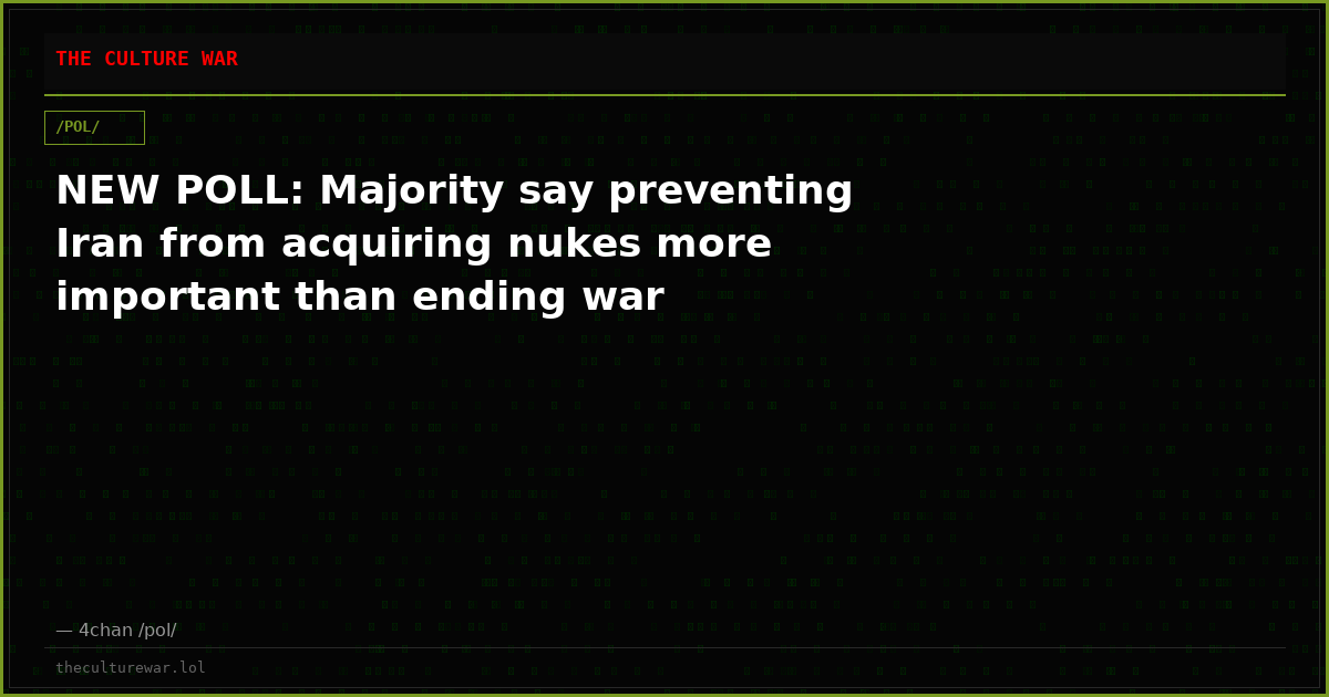 NEW POLL: Majority say preventing Iran from acquiring nukes more important than ending war