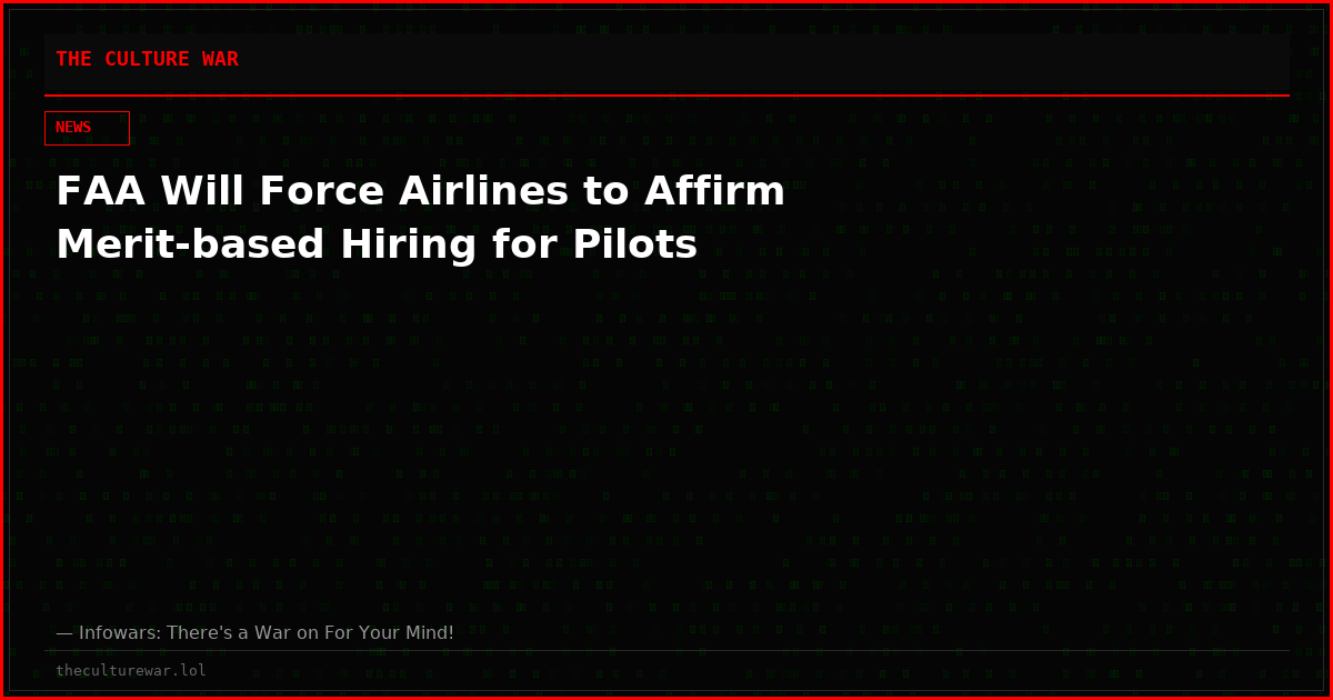 FAA Will Force Airlines to Affirm Merit-based Hiring for Pilots