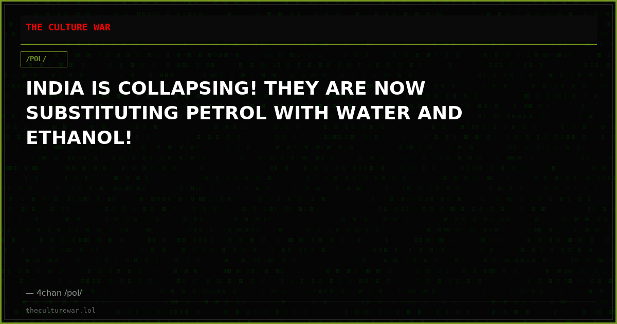 INDIA IS COLLAPSING! THEY ARE NOW SUBSTITUTING PETROL WITH WATER AND ETHANOL!