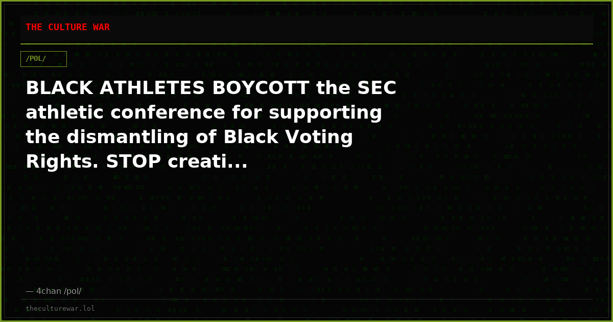 BLACK ATHLETES BOYCOTT the SEC athletic conference for supporting the dismantling of Black Voting Rights. STOP creati...