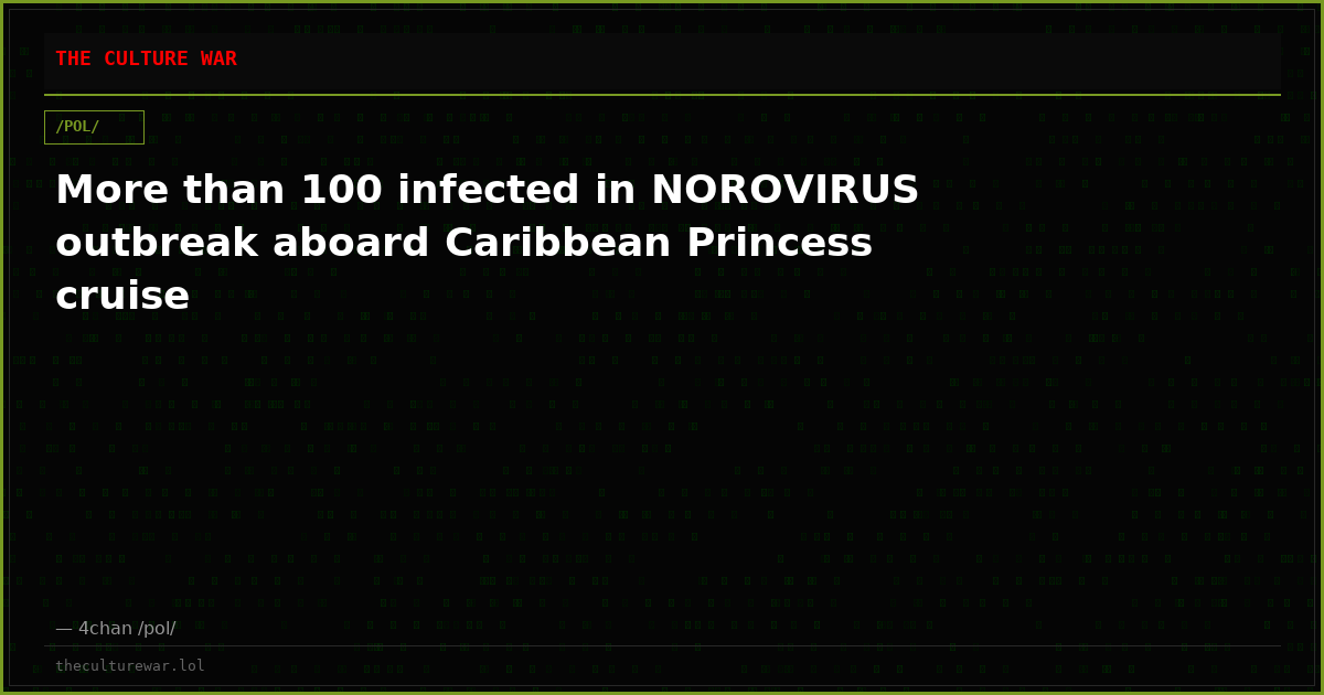 More than 100 infected in NOROVIRUS outbreak aboard Caribbean Princess cruise