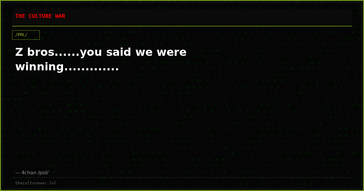 Z bros......you said we were winning.............