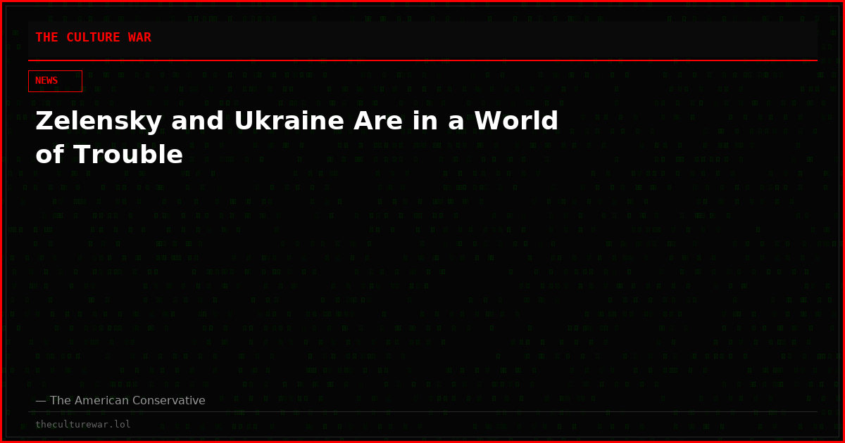 Zelensky and Ukraine Are in a World of Trouble