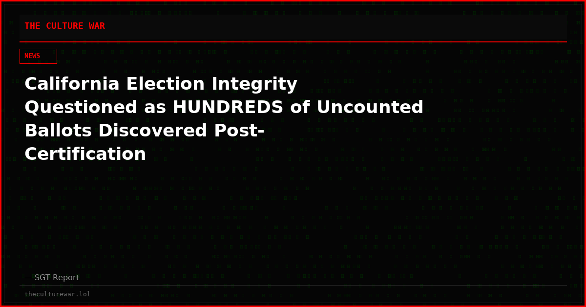 California Election Integrity Questioned as HUNDREDS of Uncounted Ballots Discovered Post-Certification