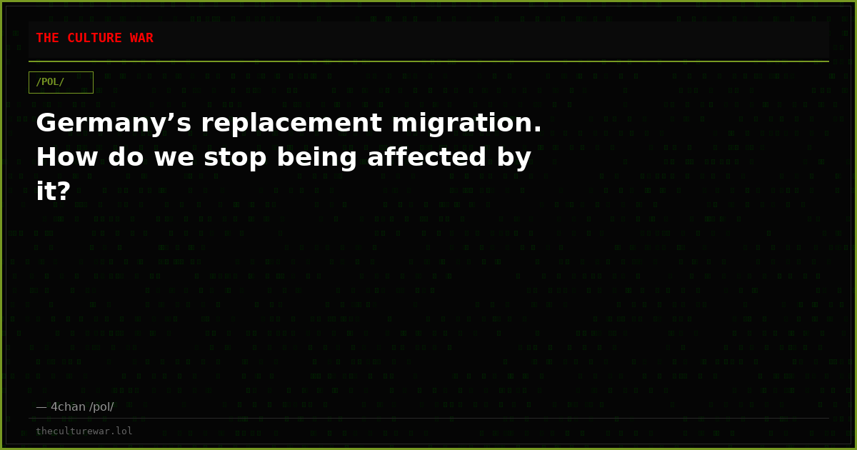 Germany’s replacement migration. How do we stop being affected by it?