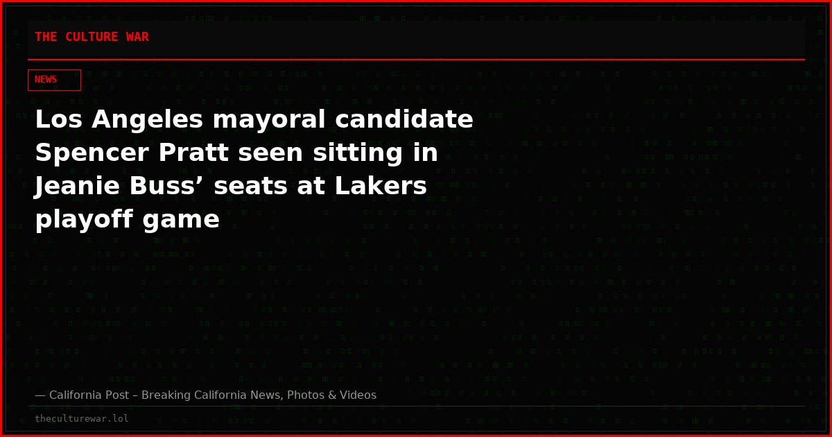 Los Angeles mayoral candidate Spencer Pratt seen sitting in Jeanie Buss’ seats at Lakers playoff game
