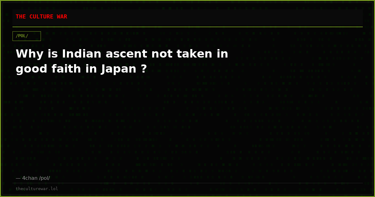 Why is Indian ascent not taken in good faith in Japan ?