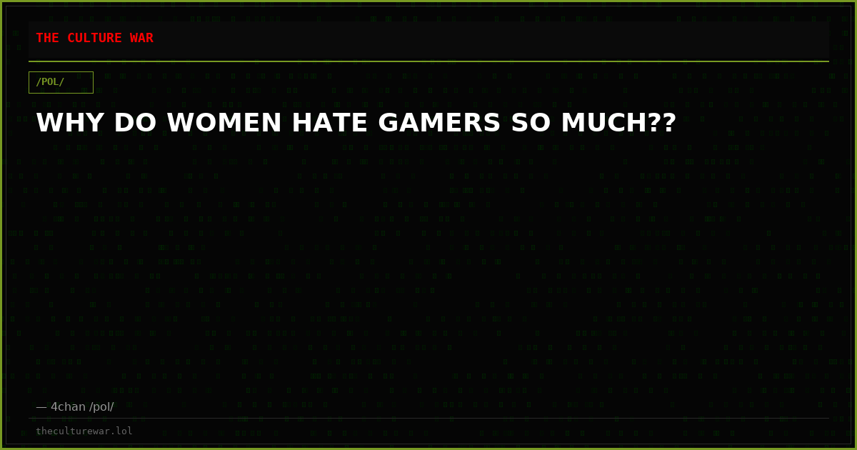 WHY DO WOMEN HATE GAMERS SO MUCH??