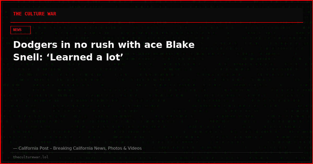 Dodgers in no rush with ace Blake Snell: ‘Learned a lot’