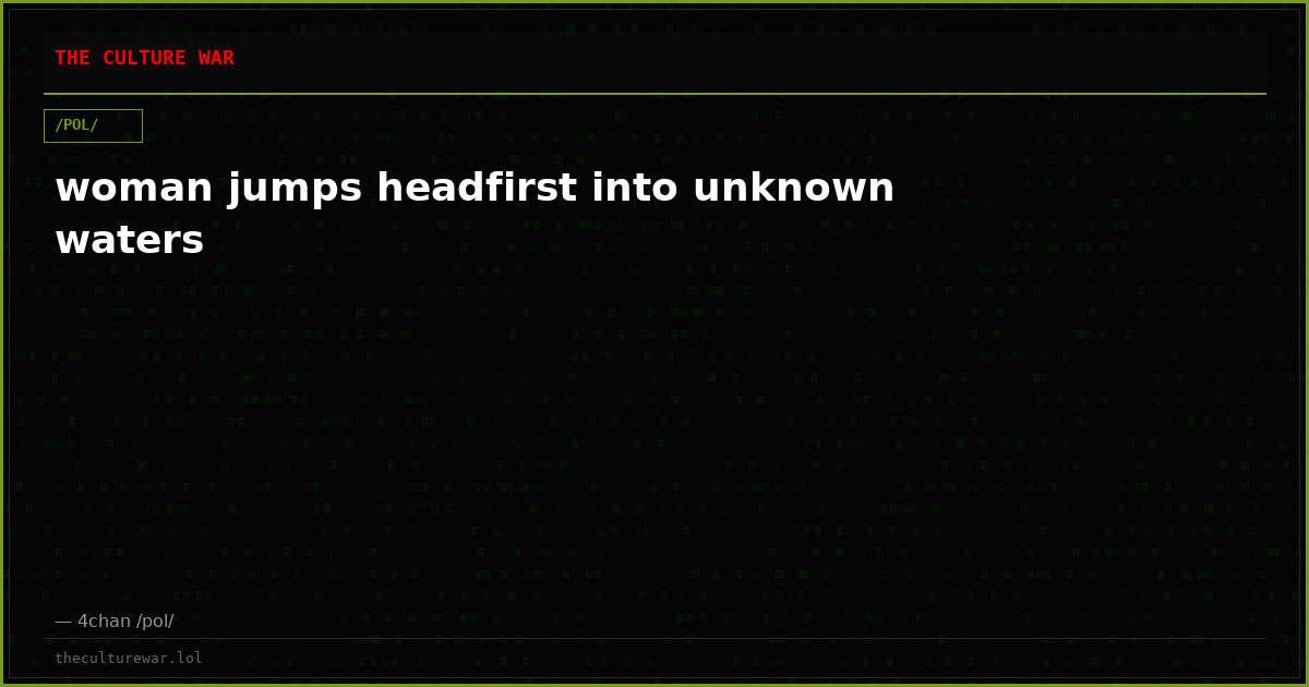 woman jumps headfirst into unknown waters