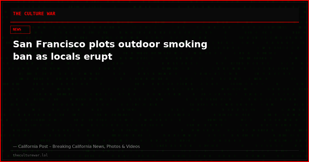 San Francisco plots outdoor smoking ban as locals erupt