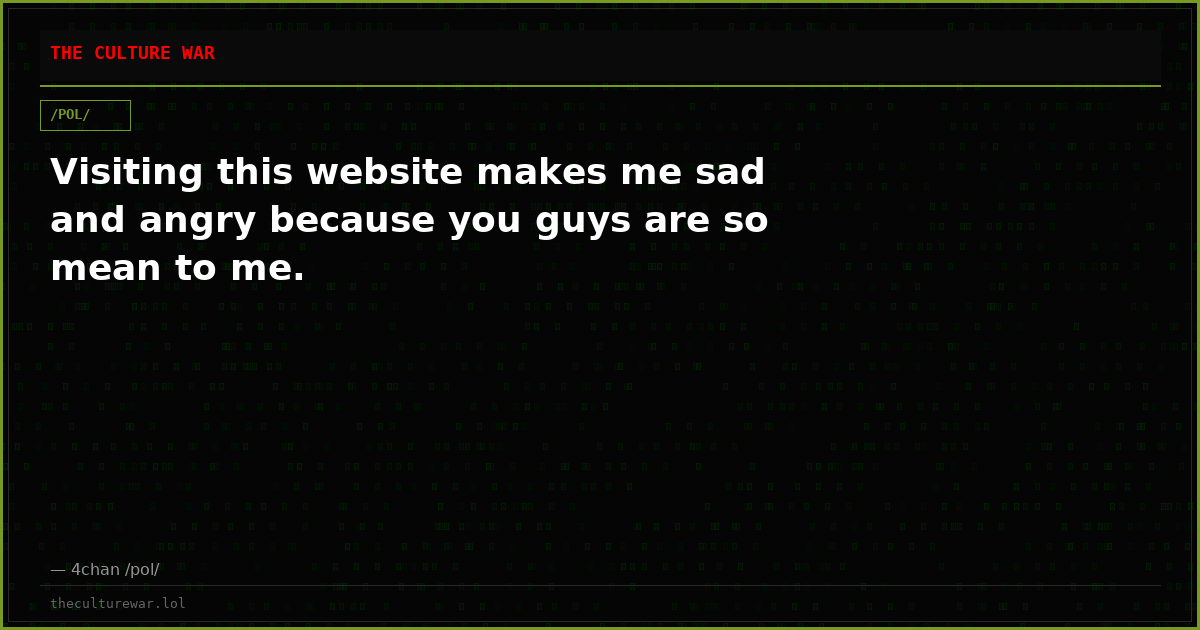 Visiting this website makes me sad and angry because you guys are so mean to me.