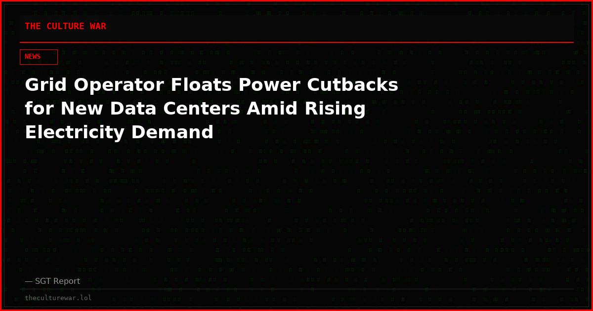 Grid Operator Floats Power Cutbacks for New Data Centers Amid Rising Electricity Demand