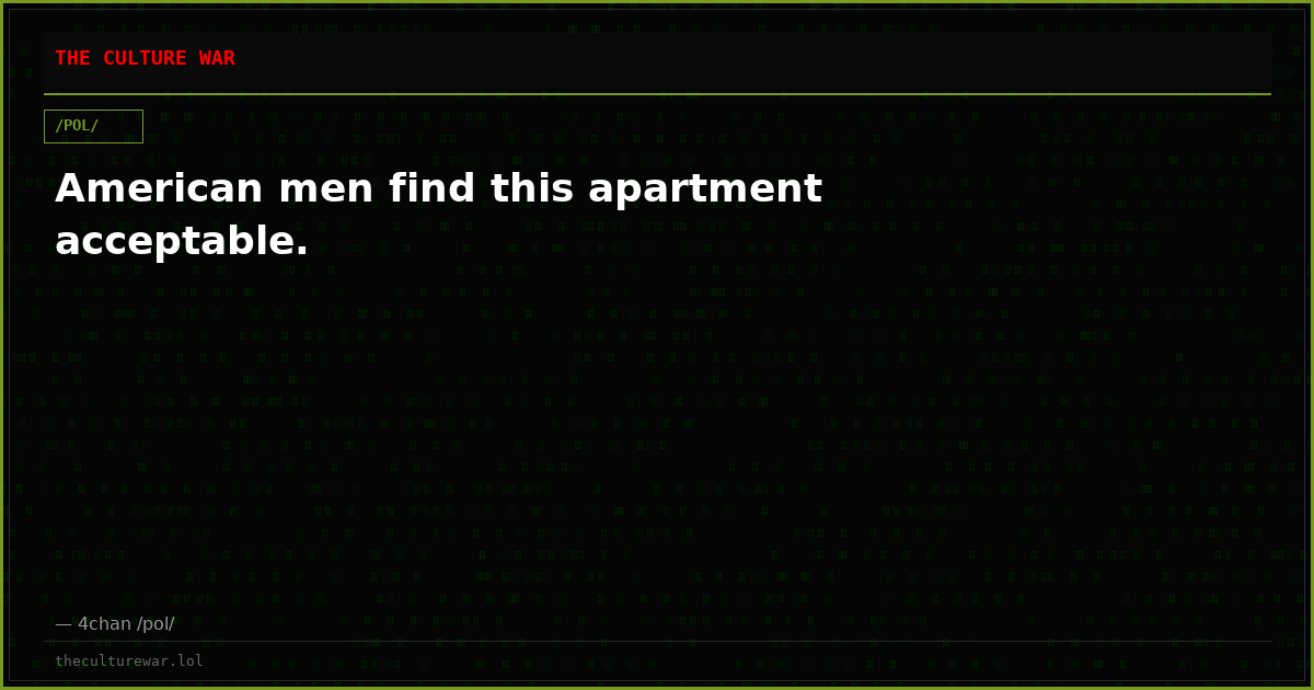 American men find this apartment acceptable.