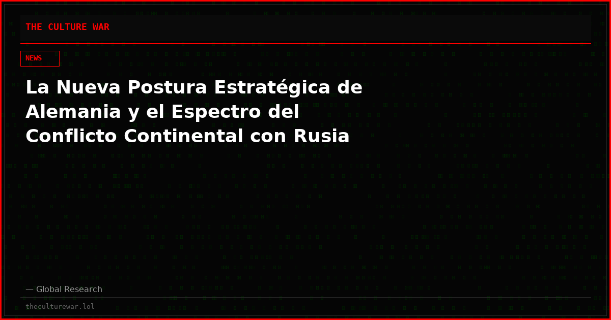 La Nueva Postura Estratégica de Alemania y el Espectro del Conflicto Continental con Rusia